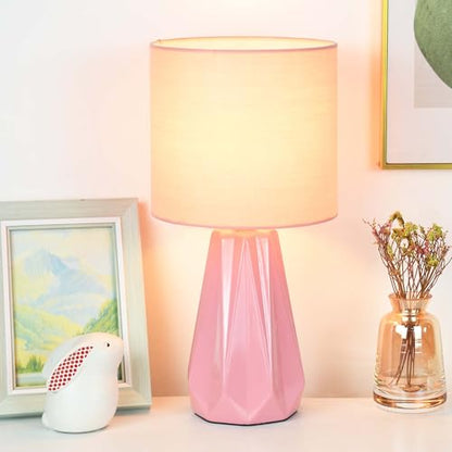 Elisa Pink Small Table Lamp for Living Room as Bedside Table Lamp for Bedroom,Modern Ceramic Kids Night Table Lamp,Φ6.1×H12.4IN,Bulb Excluded - color: Pink