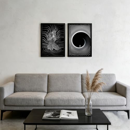 AUUAUU 2 Pcs Black and White Abstract Wall Art 16x24 Inches Black Framed - color: Black Framed Abstract Prayer, size: 16x24 Inch