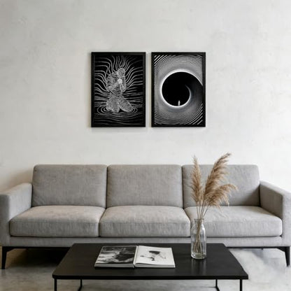 AUUAUU 2 Pcs Black and White Abstract Wall Art 16x24 Inches Black Framed - color: Black Framed Abstract Prayer, size: 16x24 Inch