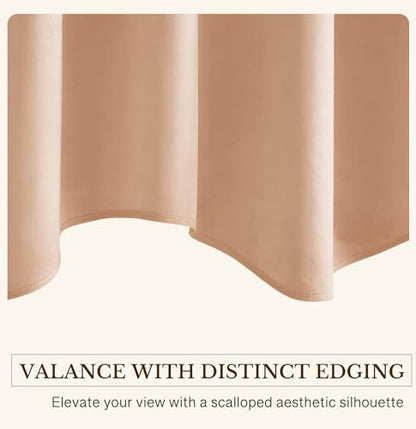 StangH Blush Beige Velvet Window Valance 52x18 Inch, 1 Panel - color: Blush Beige, size: 52"W x 18"L (Pack of 1)