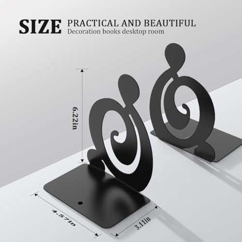 Book Ends, Black 2 Pair Metal BookEnds Heavy Duty bookend (Black 2 Pair) - size: Black 2 Pair
