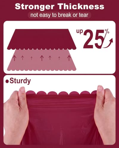 NatNarr 3 Pcs Burgundy Tablecloths, Scalloped Rectangle Maroon Table Cloths - color: Burgundy, size: 3 Pack