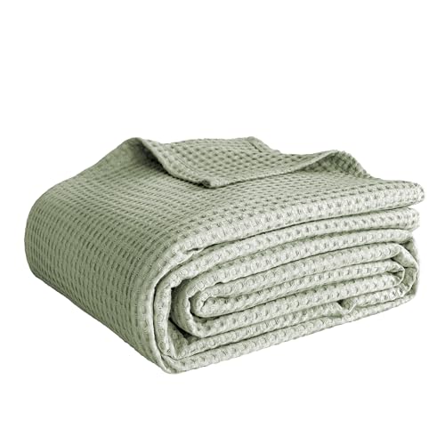 Simple&Opulence 100% Cotton Waffle Weave Throw Blanket 40"x50", Soft Lightweight Breathable Cozy Washed, Luxury Layer Blanket for Couch Bed Sofa, Farmhouse Home Decor for Adult All-Season, Sage Green - color: Sage Green, size: Small(40"x50")