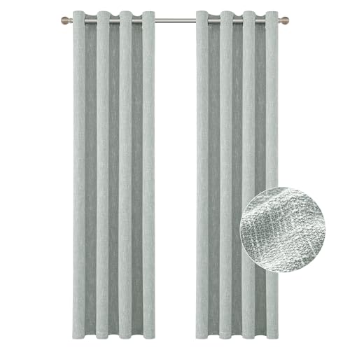 Burlap Linen Farmhouse Curtains 72 inch Length 2 Panels for Living Room Textured Thick Light Filtering Privacy Window Curtain Drapes with Grommet for Bedroom 6ft (52x72 Greyish Green) - color: Greyish Green, size: 52"W x 72"L (Pack of 2)