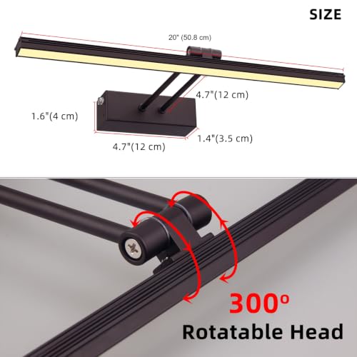 HEAGEERO Picture Lights for Wall,20in Gallery Light,5000mAh Art Light - color: Black-20"