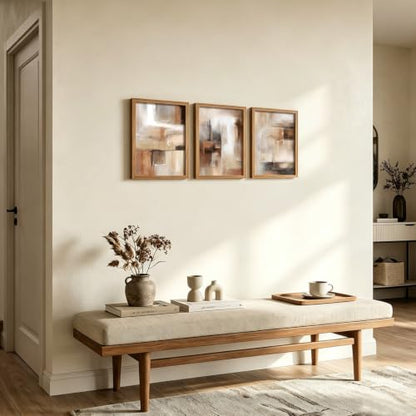 LYYGLYY 3Pcs Wood Framed Abstract Brown Canvas Wall Art 12x16 Inches - color: Wood Frame Abstract Brown, size: 12x16 Inches