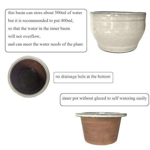 African Violet Pots Self Watering White 6 inch - color: White