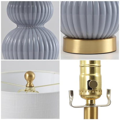 JONATHAN Y Daphne Ribbed Gourd Metal/Glass Table Lamp 20", Gray - color: Gray