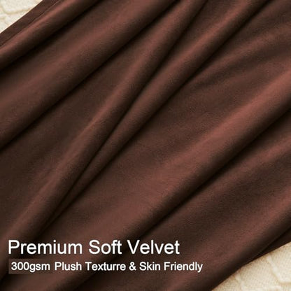 Pleated Velvet Curtains 80 Inches Long,Coffee Brown Drapes - color: Brown, size: 40"W x 80"L (Pack of 2)