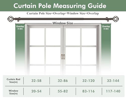 USFOOK Curtain Rods for Windows 66 to 120, Bronze Drapery Rod - color: Bronze, size: 66-120"