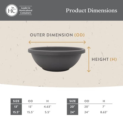 The HC Companies Garden Bowl Shallow Garden Bowl, 24 Inch, Black, 2-Pack - color: Black, size: 24", style: Pack of 2