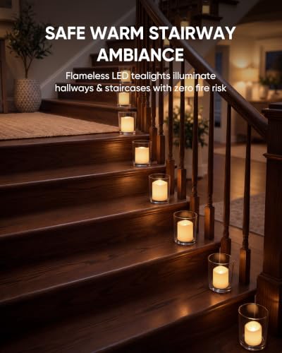 Homemory 50 Pack White Flameless Flickering LED Votive Tealights Candles - color: White (Warm White Llight), size: 50 Pack