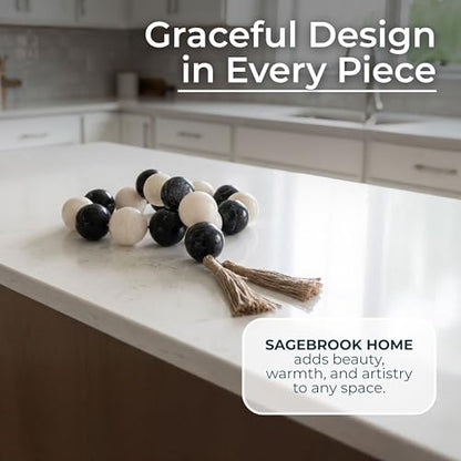 Resin Decorative Objects Bead Garland – Shelf and Table Accent Decorative Object, Living Room and Entry Console Styling, Modern Decorative Objects for Layered Home Decor Texture – 46", Black & White