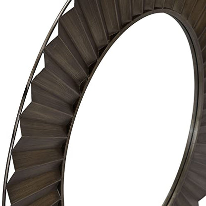 Household Essentials Round Metal Frame Decorative Sunburst Wall Mirror, Bronze - style: Metal