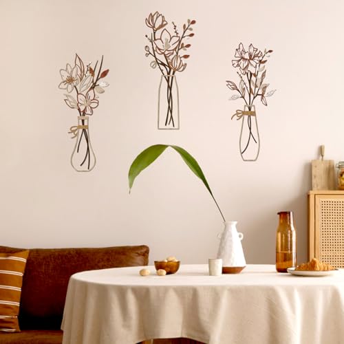 Zzbakress 3 Pieces Metal Flowers Wall Art for Bathroom (Light Brown) - color: Light Brown