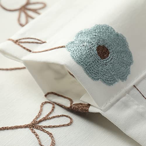 VOGOL Blue Blossom Embroidered Tier Curtains, 30 x 30 Inches, 2 Panels - color: Blue, size: 30"W x 30"L (Pack of 2)