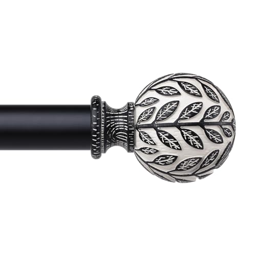 Curtain Rod 36-60 Inch, Boho Black 1 Inch Curtain Rods for Windows - color: Black, size: 36''-60'' (1 Pack)
