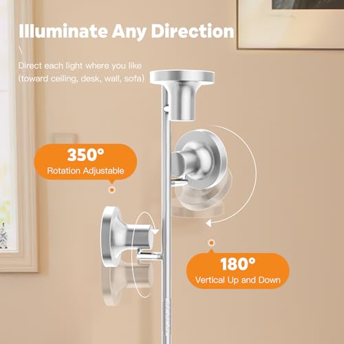 SIBRILLE 36W LED Tree Floor Lamp, Modern Dimmable Standing Lamp with Remote & Touch Control, 4 Color Temperatures, 3 Rotatable LED Light Floor Lamps for Living Room, Bedroom, Office - color: Silver