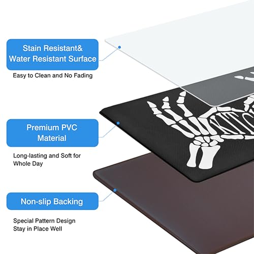 Kitchen Rugs for Floor 2 Pcs Memory Foam Padded Anti Fatigue Kitchen Mat - color: Black