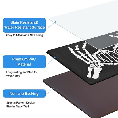 Kitchen Rugs for Floor 2 Pcs Memory Foam Padded Anti Fatigue Kitchen Mat - color: Black