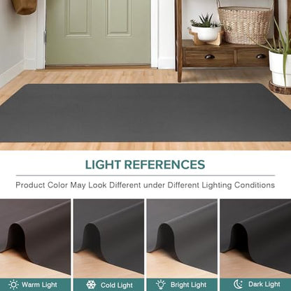 Hallway Runner Rug for Kitchen, 2'x6' Leather-Look Vinyl Waterproof - color: Dark Grey, size: 2' x 6' (Rectangular)