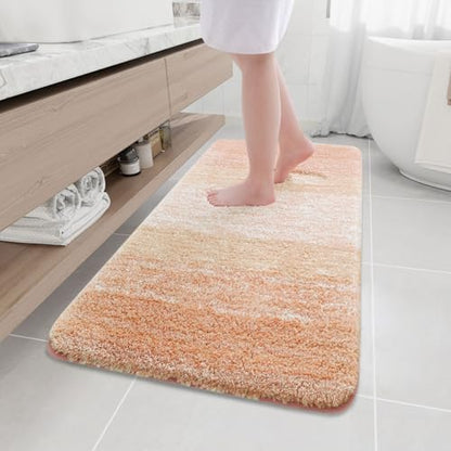 Arotive Microfiber Bathroom Rugs, Shaggy Soft Absorbent Bath Rug, 47x24 - color: Peach, size: 47" X 24"