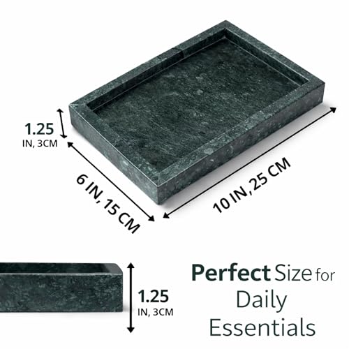 Natural Green Marble Tray, 10" x 6", Rectangular - color: Green, size: 6" x 10" x 1.5"