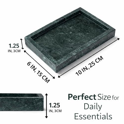 Natural Green Marble Tray, 10" x 6", Rectangular - color: Green, size: 6" x 10" x 1.5"