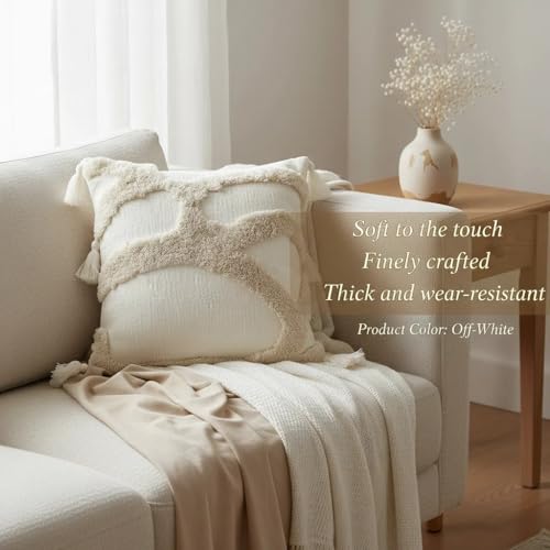 JMGBird Boho Throw Pillows for Couch Pillows with Inserts Included - color: Kahaki, size: 18" x 18" (Pack of 2)