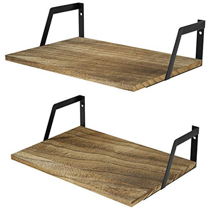 SRIWATANA Carbonized Black Deep Floating Shelves, Set of 2 Wood Wall Shelf - color: Carbonized Black