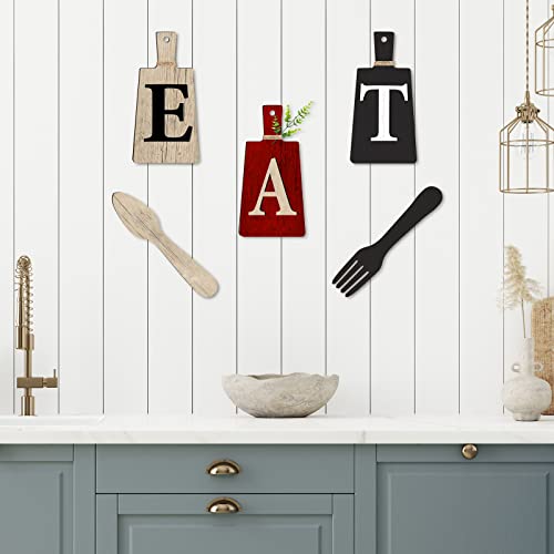 Jetec Cutting Board Eat Sign Set Wall Decor, Red, Black, Beige - color: Red, Black, Beige