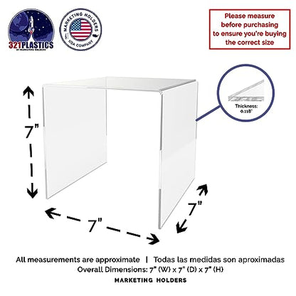 Marketing Holders 2 Pack Lucite Riser Showcase Stand 7" Platform Pedestal One Piece Reusable Fixture for Counter or Tabletops Clear Acrylic Retail Store Products - size: 7"W x 7"H