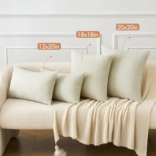 MIULEE Soft Chenille Throw Pillow Covers Cream 16x16 Inch Pack of 2 - color: Cream, size: 16" x 16" (Pack of 2)