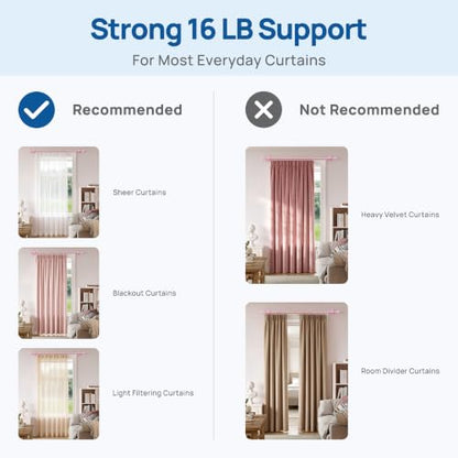 ENJOYBASICS Curtain Rods No Drilling for Renter, 28-47" Adjustable, Pink - color: Pink, size: 27-52"