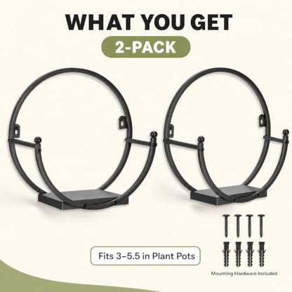 Wall Plant Holders for Indoor Plants, Round Mounted Frame, 2 Pack - size: 11 inches x 5.9 inches x 11 inches
