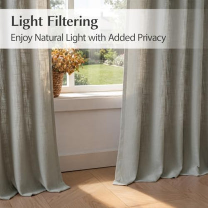 Semi Sheer Pinch Pleated Linen Curtains for Living Room 84 Inches, Taupe - color: Taupe, size: 40"W x 84"L (Pack of 2)
