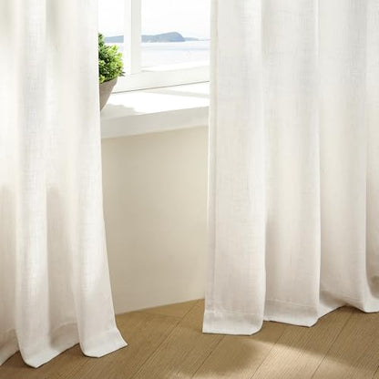 Natural 72 Inch Pinch Pleated Linen Semi Sheer Curtains 2 Panels W40xL72 - color: Natural, size: 40"W x 72"L (Pack of 2)