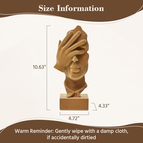 Thinker Statue See No Evil with Soft Velvety Texture, Brown - color: Nosee-brown