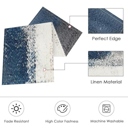 ArtSocket Table Runner and Placemats Set of 6, Abstract Farmhouse - color: Abstract Blue Grey