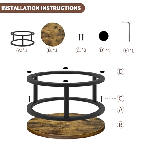 12 Inch Rustic Round Cake Stand, Wood Cupcake Pedestal Serving Tray Display - size: 1 Pack