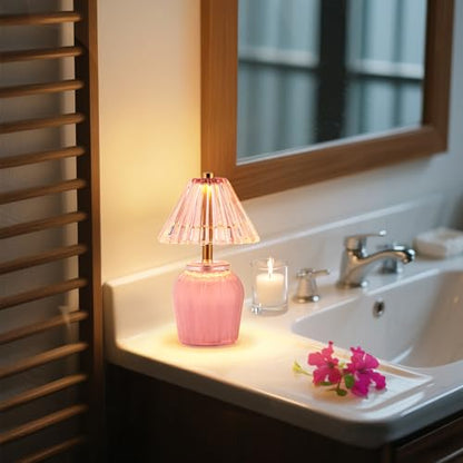 Small Battery Operated Lamp with Timer, Cream Pink - color: Cream Pink