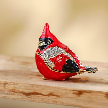 YU FENG 2.3 Inch Cardinal Bird Trinket Box, Hinged Jewelry Box Figurine - style: Cardinal bird