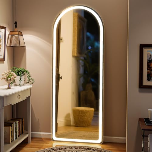 VooBang 71"x26" LED Arched Mirror Full Length with Dimmable Lights - color: White, size: 71"L x 26"W