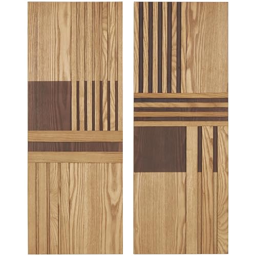 Deco 79 Wooden Geometric Handmade Carved Two-Toned Wall Decor, Set of 2 12" W, 32" H, Brown - size: 11.9"L x 1.8"W