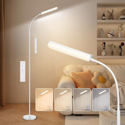 FRIDEKO HOME Floor Lamp for Living Room Over Chair Reading 18W 1800LM White - color: White CCT, 1 Pack