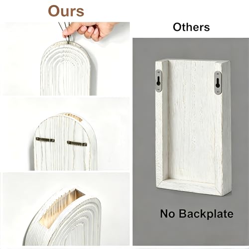 Handmade Wooden Wall Vases Set of 2 for Plants - color: Washed White