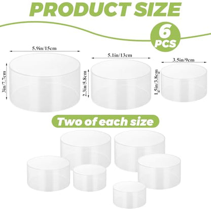 ASelected 6-Piece Clear Acrylic Cylinder Display Risers Includes 5.9/ 5.1/3.5" Diameter Risers Display Stands for Jewelry, Collectibles, and Table Decor