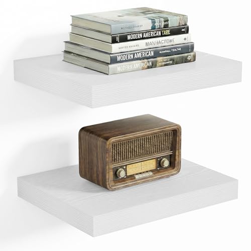 Vivelove 10x10 Inches Floating Shelves Wall Mounted Set of 2, White - color: White, size: 10.2”wx10.2”dx1.5”h