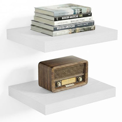 Vivelove 10x10 Inches Floating Shelves Wall Mounted Set of 2, White - color: White, size: 10.2”wx10.2”dx1.5”h