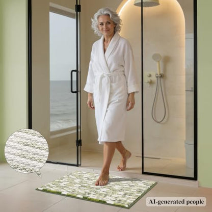 BSICPRO Bathroom Rugs Sets 2 Piece, Modern Bath Mat 20"x32"+16"x24", Sage - color: Sage and White, size: 20" x 32" Plus 16" x 24"